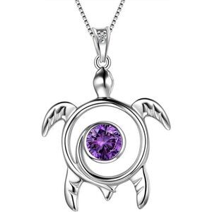 Silver Turtle Necklace Aurora Tears Celtic Spiral 925 Sterling Silver Womens